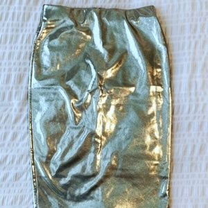 Gold Metallic Bodycon Skirt
